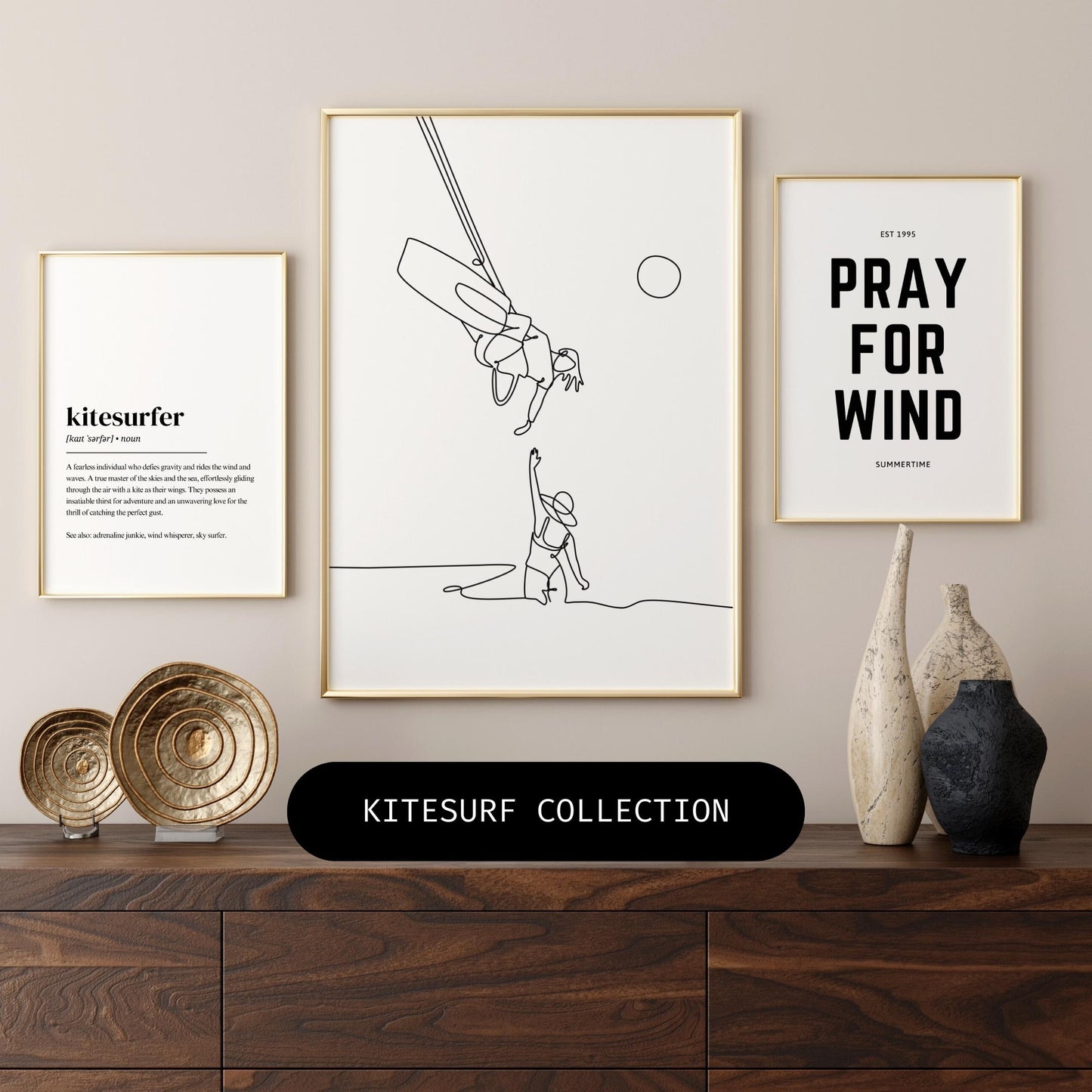 Kitesurf Poster – Kitesurf Couple Line Art