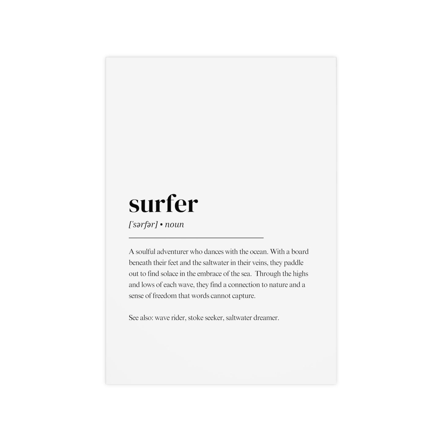 Surf Poster - Surfer Definition