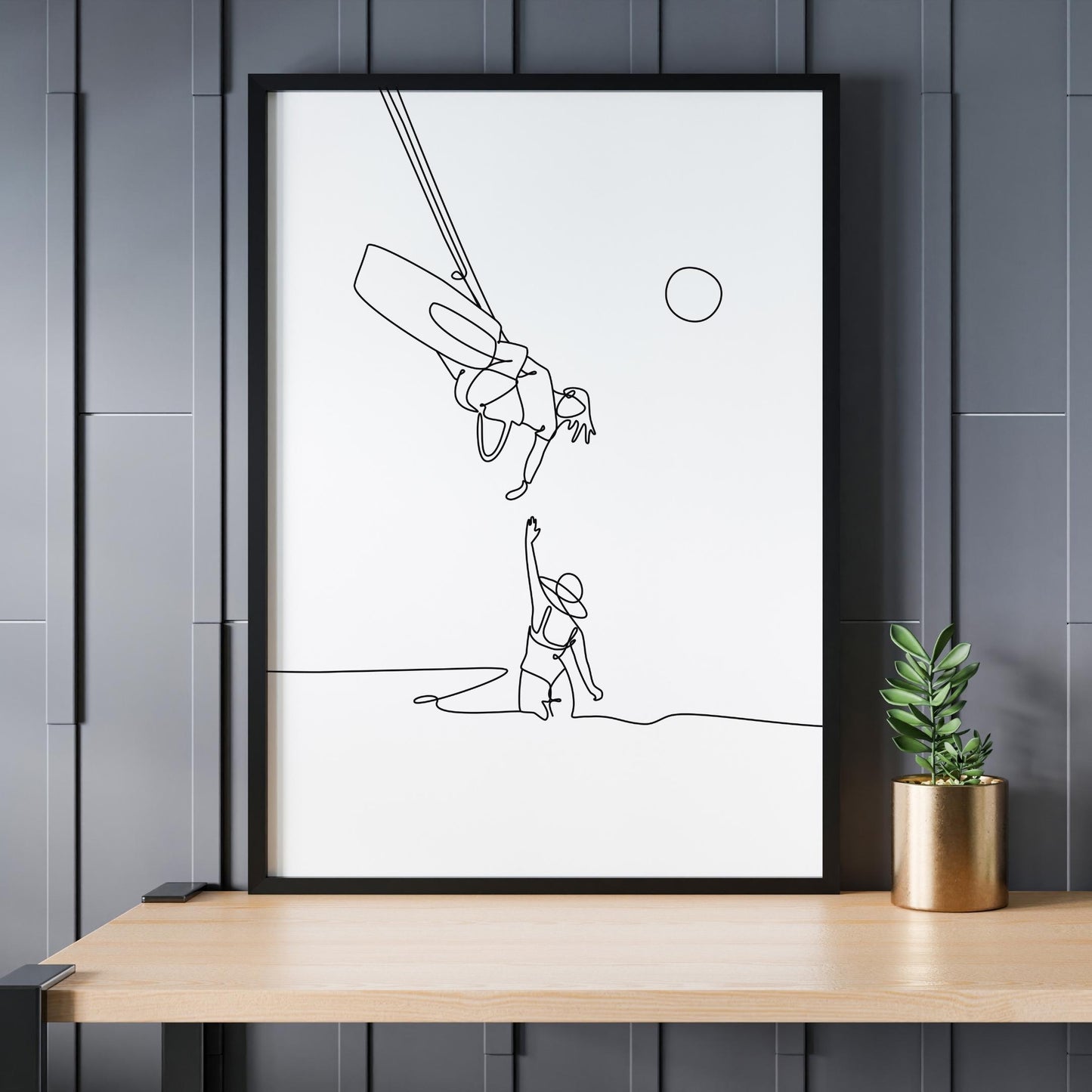 Kitesurf One Line Poster