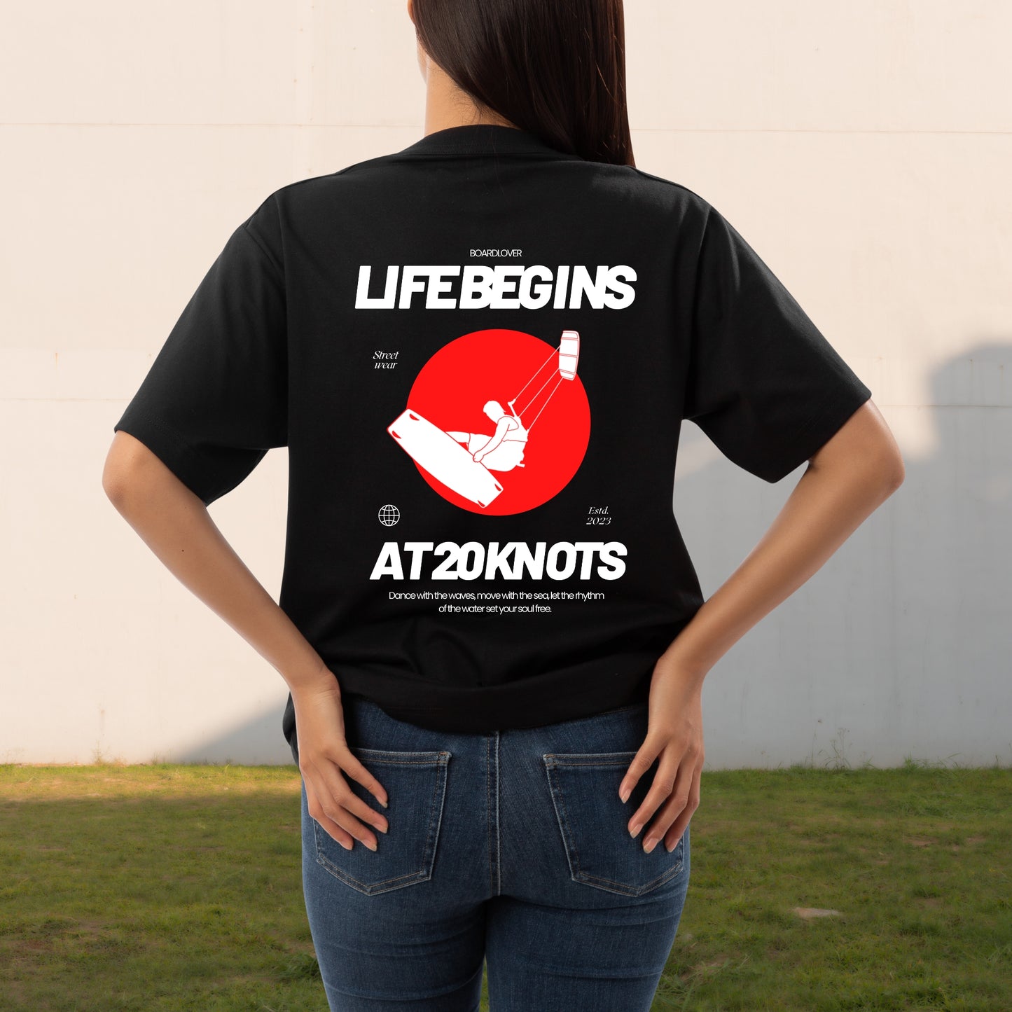 KITESURFING T-Shirt – Life begins at 20 Knots. Unisex