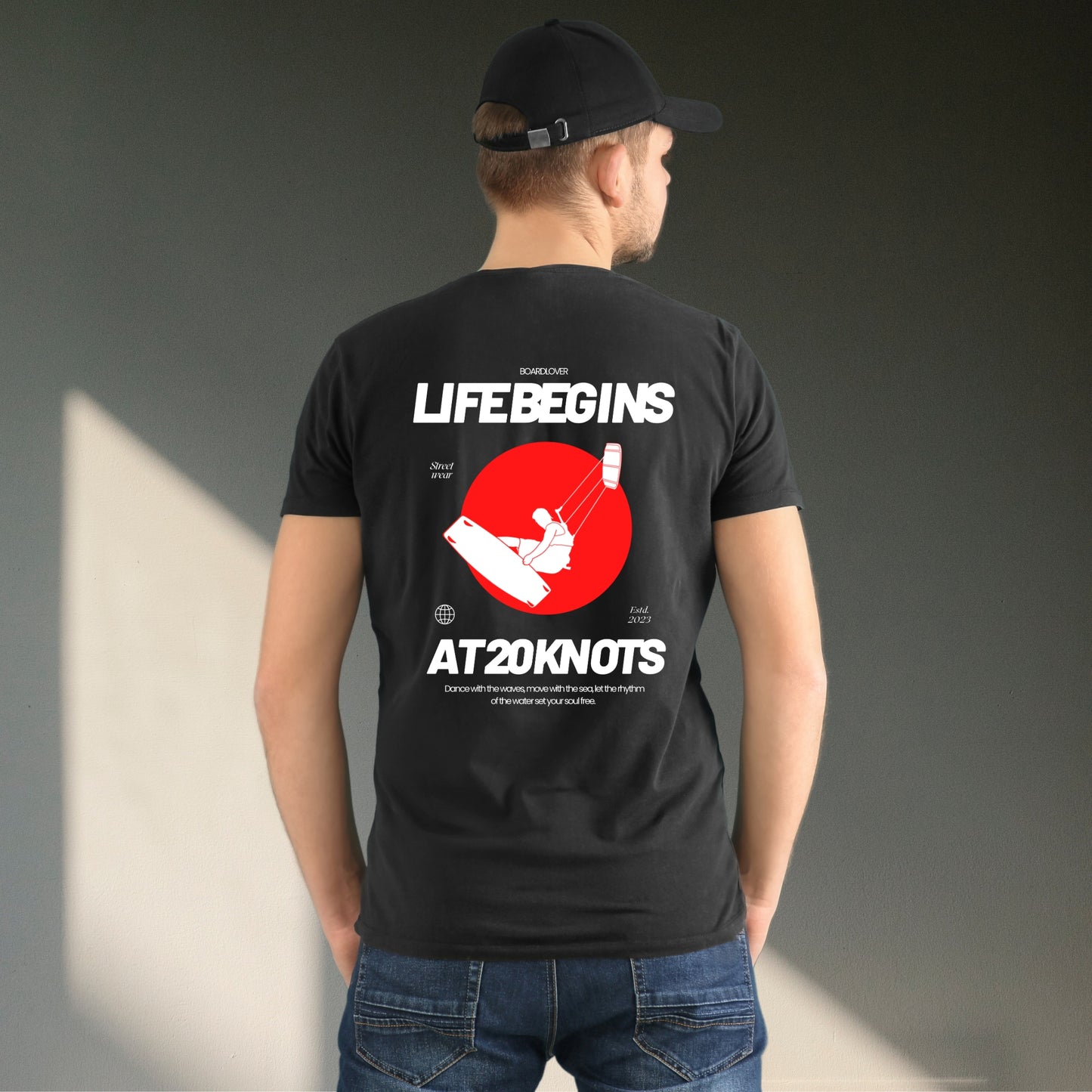 KITESURFING T-Shirt – Life begins at 20 Knots. Unisex