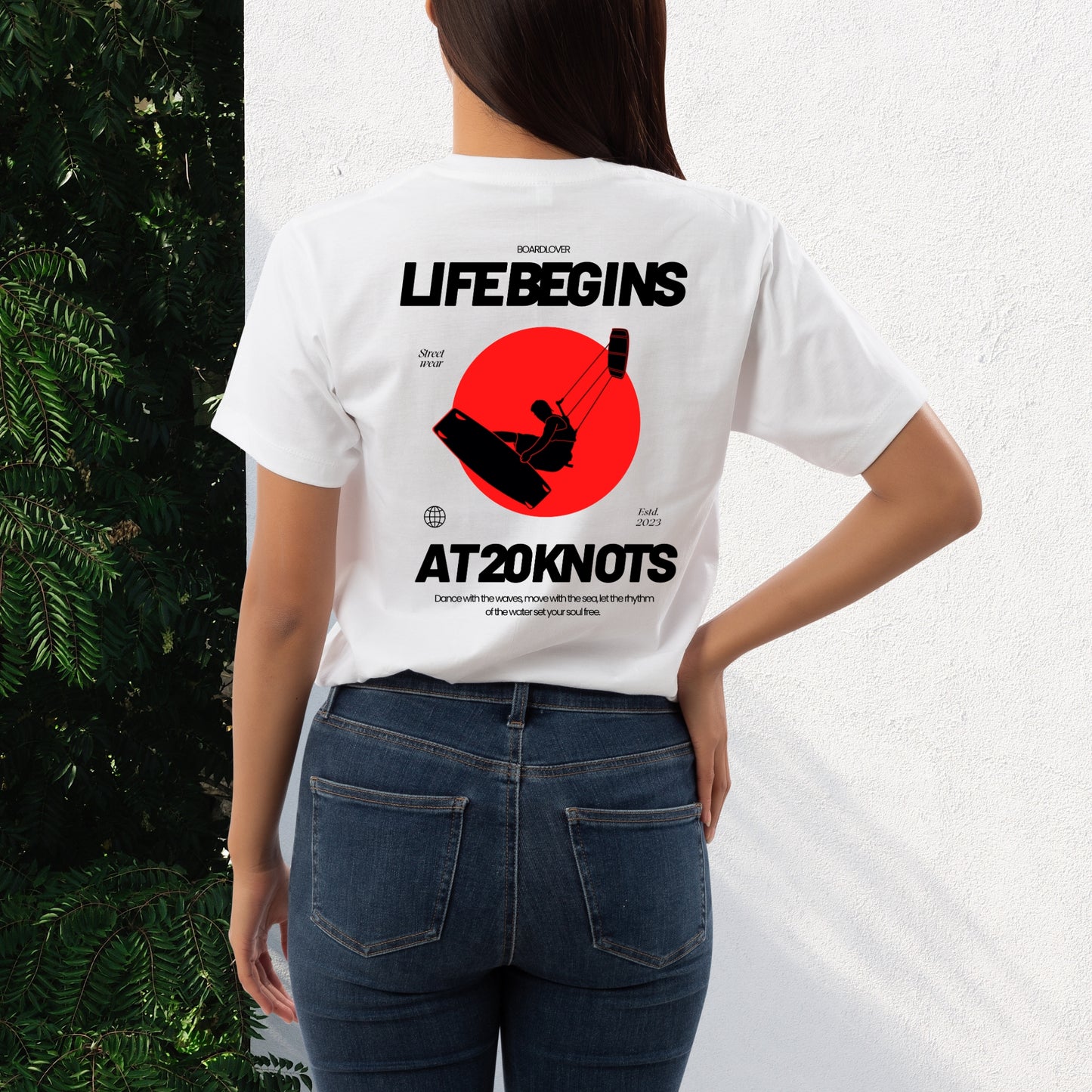 KITESURFING T-Shirt – Life begins at 20 Knots. Unisex