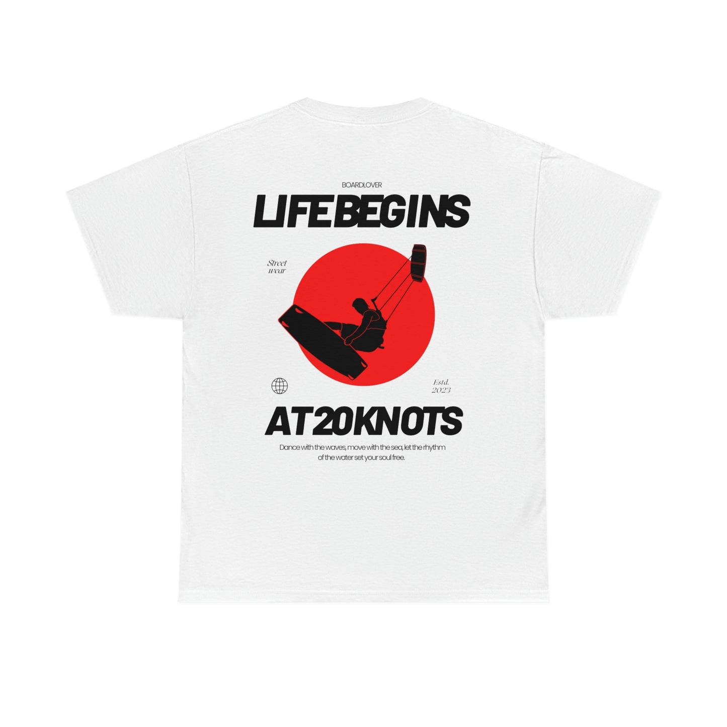 KITESURFING T-Shirt – Life begins at 20 Knots. Unisex