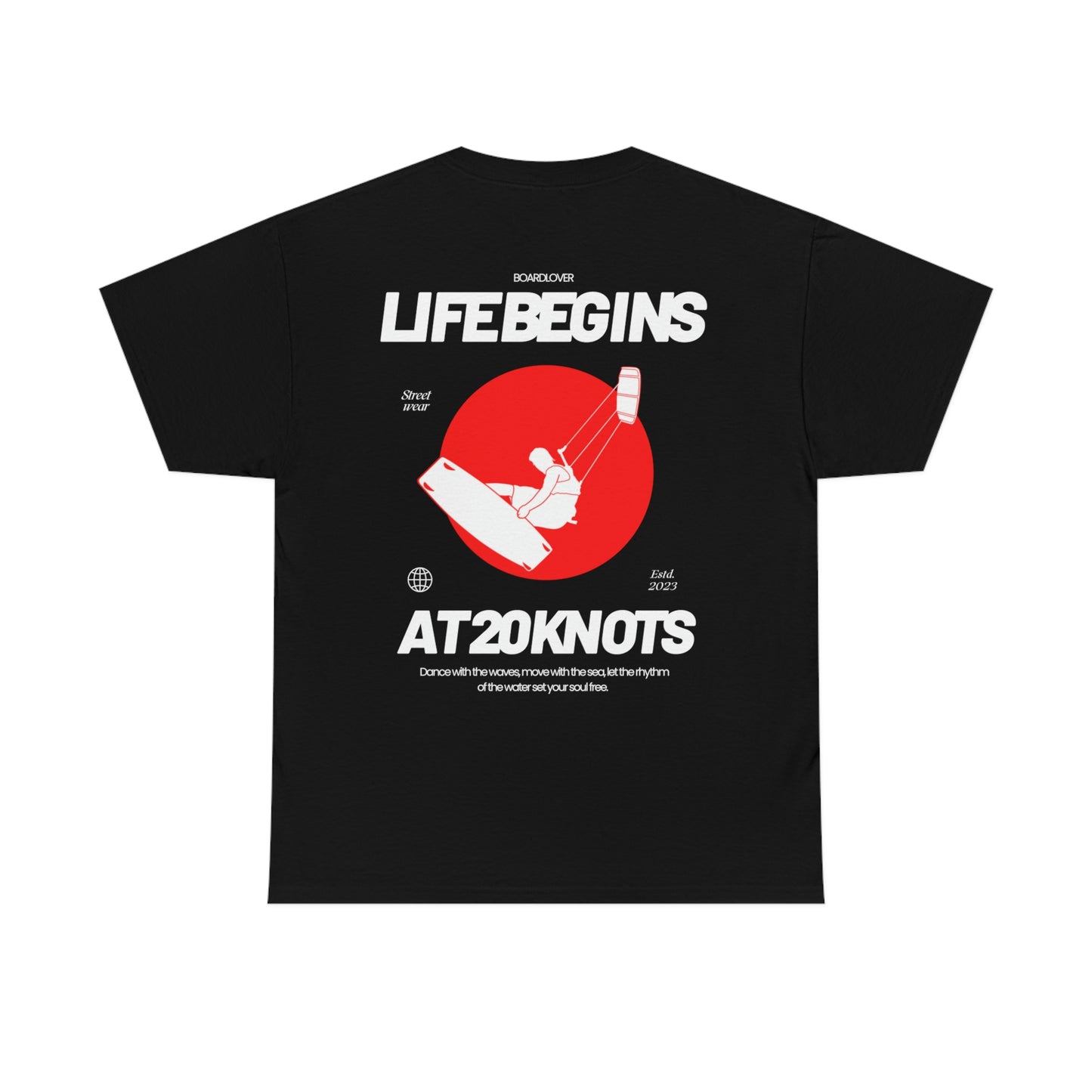 KITESURFING T-Shirt – Life begins at 20 Knots. Unisex