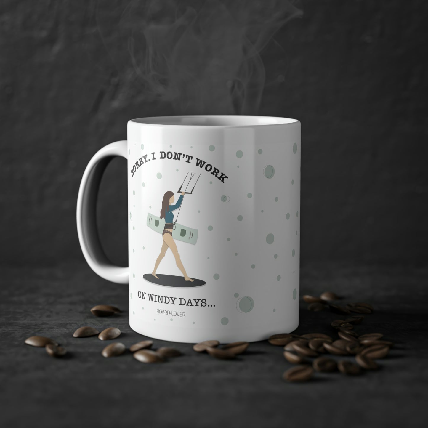 Sorry. I don't work on windy days mug - woman. 0.33L