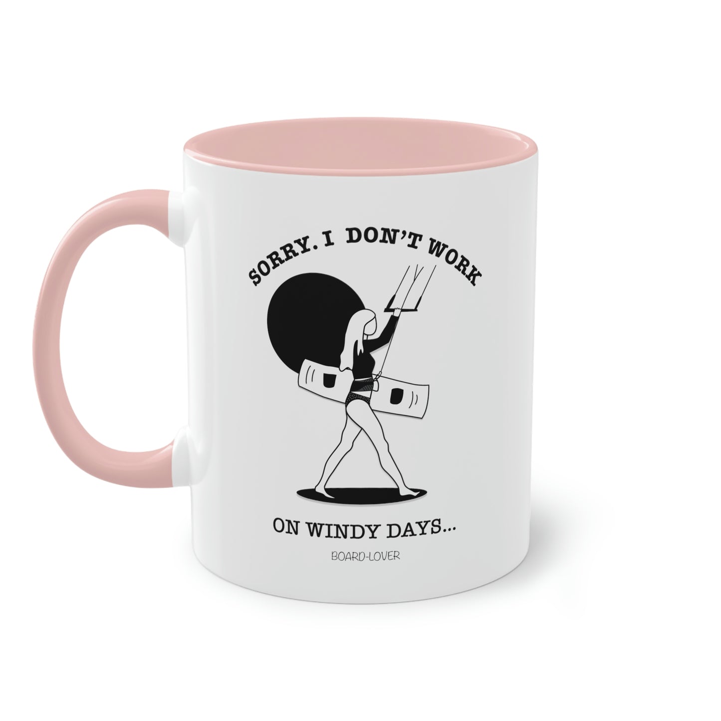 Sorry. I don't work on windy days. Black and white mug. Colored handle and inside - 0.33L