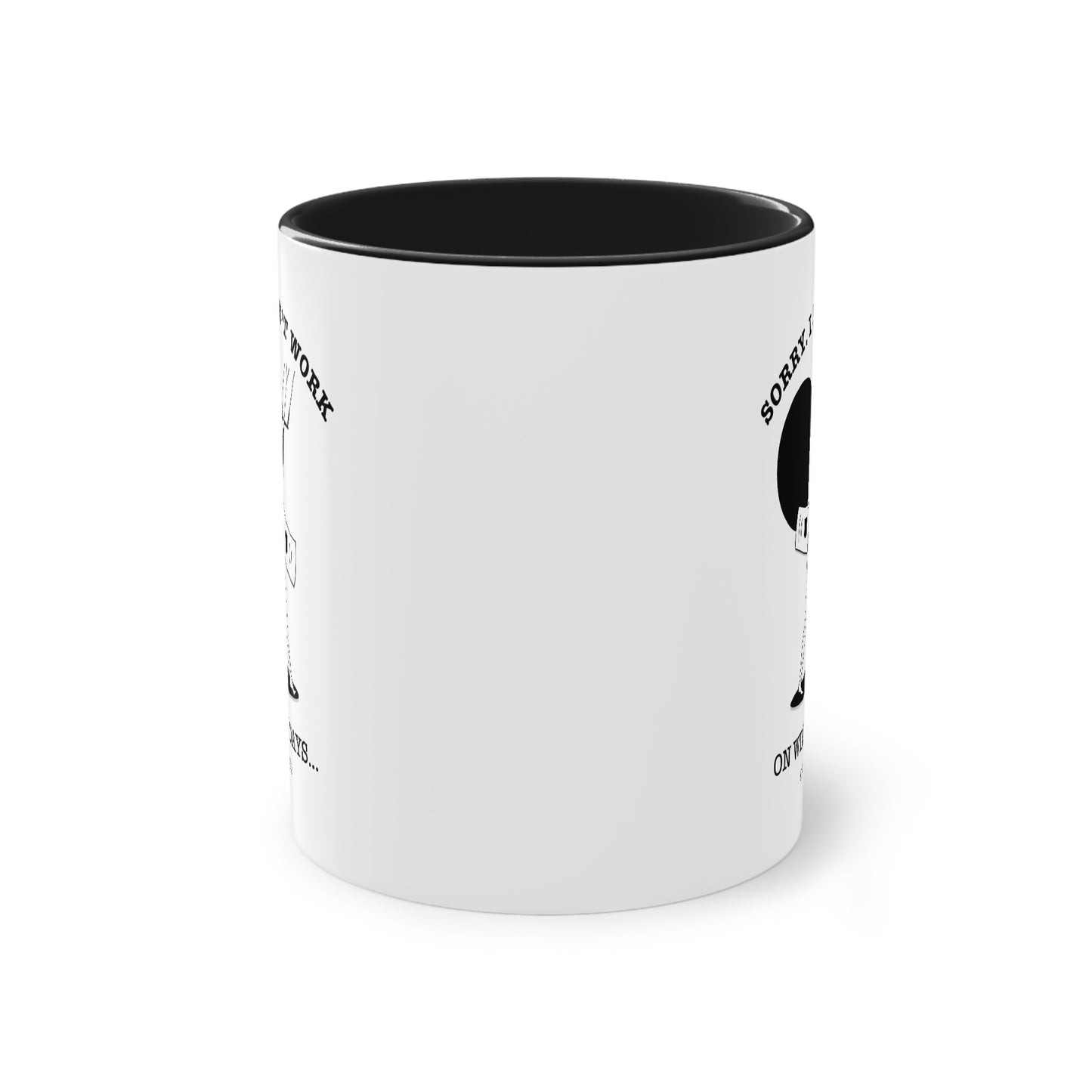 Sorry. I don't work on windy days. Black and white mug. Colored handle and inside - 0.33L